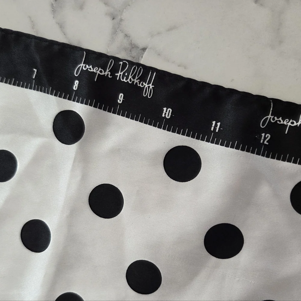 Joseph Ribkoff Satin Polka Dot Bandana Square Scarf Black White Bag Hair Scarf - Picture 3 of 7